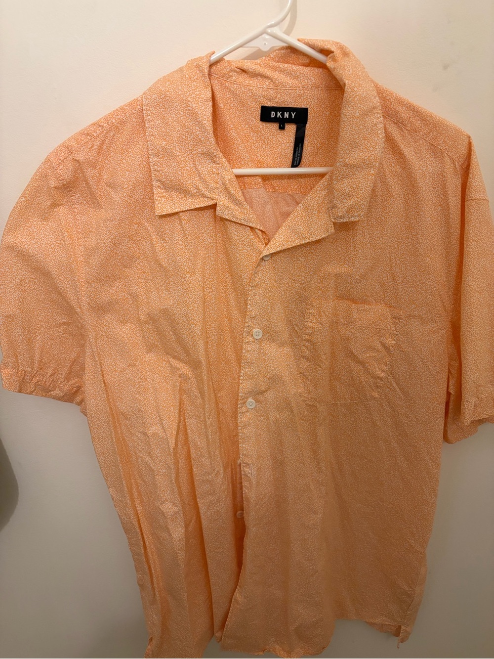 DKNY Men's Short-Sleeve Button-Down Shirt in Peach